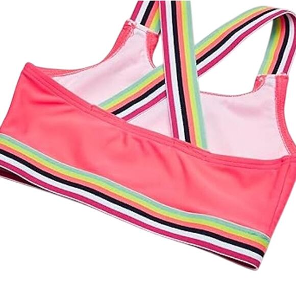 NWT New Kanu Surf Girls Size 14 Hot Pink Striped Athletic Bikini Top ONLY - Picture 3 of 3